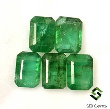 5.38 Cts Natural Emerald Octagon Cut Upto 7x5 mm Lot 05 Pcs Loose Gemstones