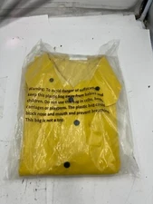 (Qty 10) 3Pc Safety Rain Suit Yellow Rain Jacket w/ Detachable Hood and Overalls