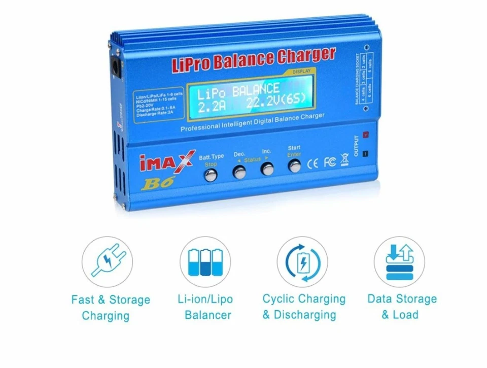 RC Lipo Battery Charger Balance iMax B6 Li-ion LiFe NiMh + Power Supply Lipo Bag - Image 2 of 4