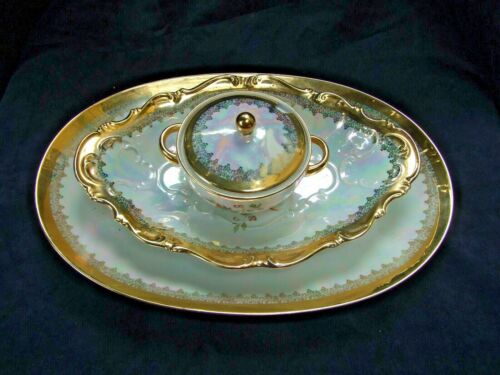 Antique Bavarian Imperial German Porcelain Platter, Fruit Tray,Sugar Bowl Set  - Picture 1 of 12