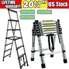 Multi Purpose Aluminum Telescopic Ladder Folding Extension 4+5 / 5+6 / 6+7 Step
