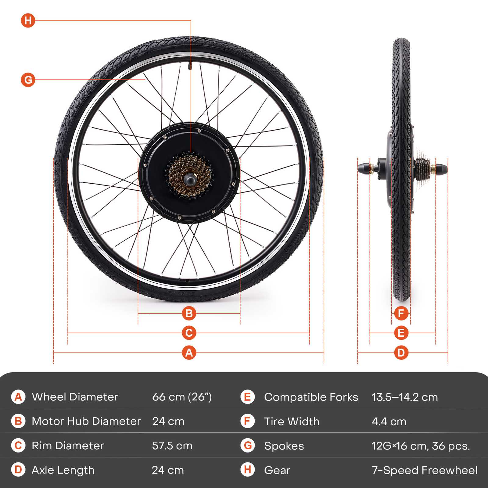1000W/1500W Electric Bicycle Front/Rear Wheel + Tire E-Bike Conversion Motor Kit