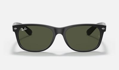 Ray-Ban New Wayfarer Black Rubber/G-15 Green 55 mm Sunglasses