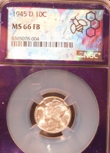 1945-D Mercury Dime  - NGC 66FB