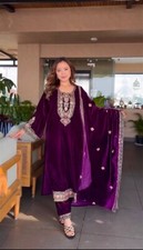 Traditional Wear Viscose Velvet Salwar Kameez With Dupatta For Wedding