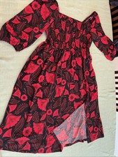 NWT Latino Heritage Target Month 3/4 Sleeve Floral Midi Dress Sz XL Red Smocked