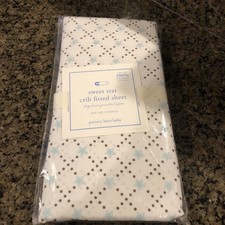 POTTERY BARN Fitted Crib Sheet NIP Sweet Star 100 Organic Cotton