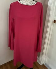 Zara Women’s Pink Chiffon Polyester Shift Dress Round Neck Long Slit Sleeve L