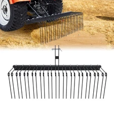3 Point 60" Pine Straw Rake Landscape Rake for Cat0 & Cat1 Tractor Attachment