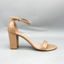 Stuart Weitzman Womens 7.5 M Nudistblock Ankle Strap Heel Sandals Patent Leather