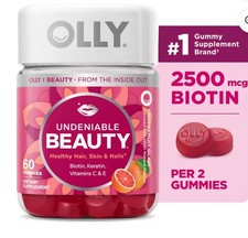 OLLY Undeniable Beauty Gummies Biotin Hair Skin Nails 60 Count