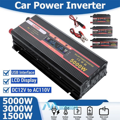 #ad 1500W 3000W 5000W Sine Wave Power Inverter DC 12V To AC 110V 120V Car Converter $35.69