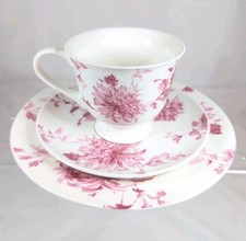 Laura Ashley Pink Peony Floral Trio Cup Saucer & Side Plate Afternoon Tea Set D5