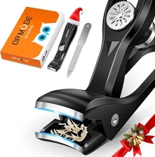 DRMODE Nail Clippers for Men Thick Nails, Angled Head Toe Black 
