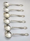 (6) Wallace VIOLET Sterling Silver 5 1/8" Round Bowl Soup Spoons - NO MONO