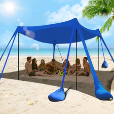 Beach Tent Sun Shelter 10X10Ft Beach Shade Canopy with 8 Sandbags  UPF 50 Prot