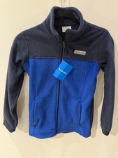 NWT Columbia Full Zip Fleece Jacket Youth Medium Blue Outdoor Mock Neck Size M