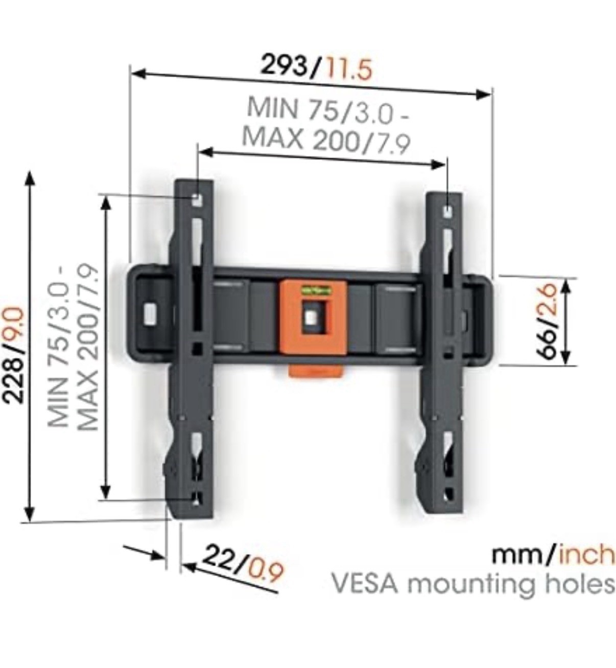 Support mural TV M 1206 Vogels fixation murale fixe pour téléviseur led oled