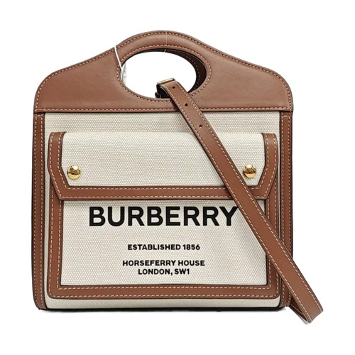 BURBERRY Pocket Handbags Cloth White Free Shipping | Duties Paid