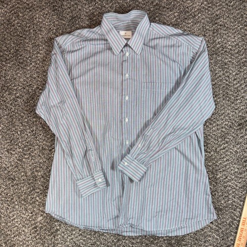 Ermenegildo Zegna, Vintage Ermenegildo Zegna Mens 17.5 44 Striped Dress Shirt Superfine Cotton