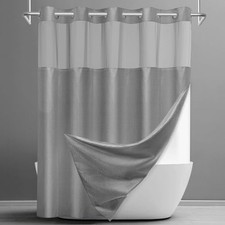 No Hook Shower Curtain with Snap in Liner Set 71"W x 74"L Pack of 1 Grey