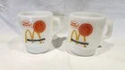2 Vtg McDonalds Good Morning Milk Glass Coffee Cup Mug Anchor Hocking FireKing