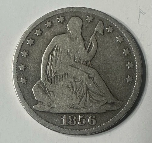 1856 O Seated Liberty Half Dollar  Silver Coin 90% New Orleans Mint 50 Cents