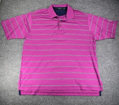 Bobby Jones Polo Shirt Mens XL Golf Casual Pink Striped Short Sleeve