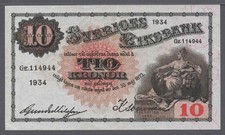 Sweden 1934 10 Kronor P 34q ++XF