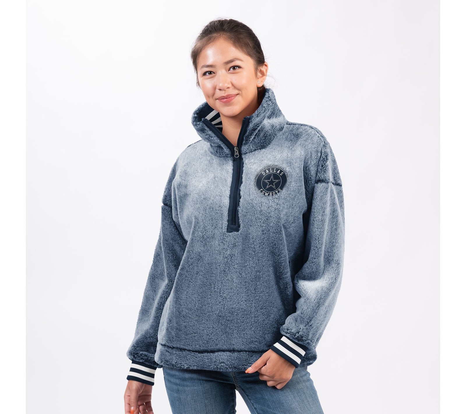 Unbranded Women's Top Sweater Sz S NFL Dallas_ Frosted Sherpa Gray A612994