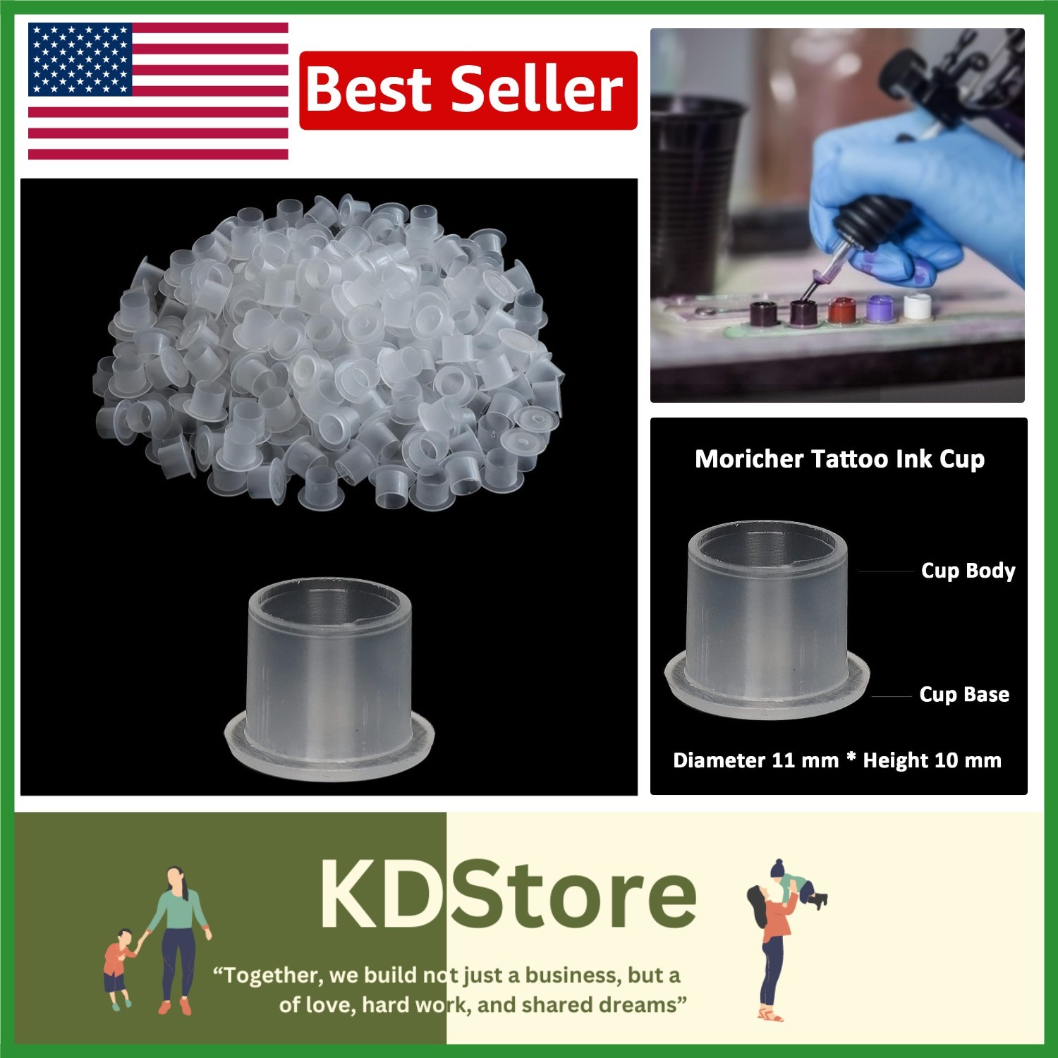 100pcs Tattoo Ink Caps with Base - Clear, Durable, and Reusable