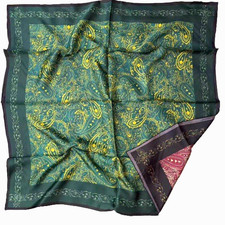 35"x35"Classic Paisley Print Pure Mulberry Twill Silk Double-sided Scarf 88x88cm