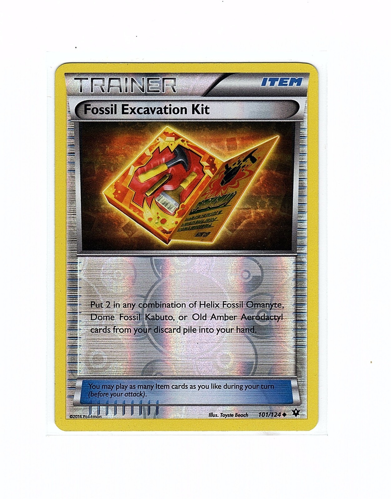 Fossil Excavation Kit 101/124 Fates Collide Reverse Holo - Pokemon Card