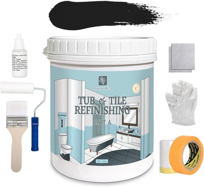 #ad #ad 32Oz Black tub and tile Paint Refinishing Kit Bathtub Bathroom wall Paint Low Od $37.04