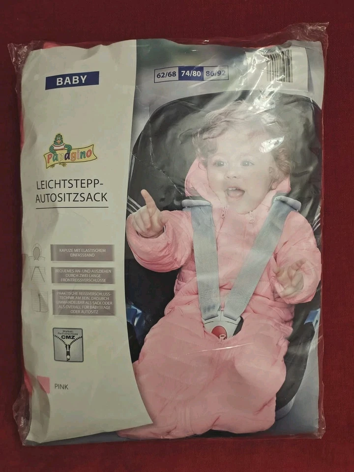 Kinder Sitzsack Fußsack Größe 74/80 NEU rosa Mädchen Autositz stepp Pink Neu