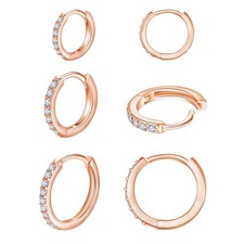 925 Sterling Silver Small Hoop Earrings, Cubic Zirconia Cartilage Huggie Earr...