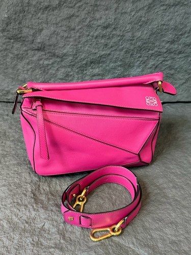 Loewe Puzzle Small Hot Pink Calfskin Leather Top Handle Crossbody Duty Paid