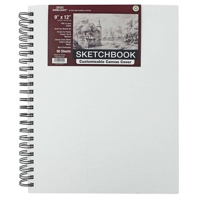 Sketchbook with Customizable Canvas Cover, Wire-Bound, 9'' x 12'' by Pro Art