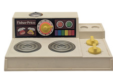 Vintage Fisher-Price Toy Stove Kitchen Set 909 1970s Pretend Play Cooker USA