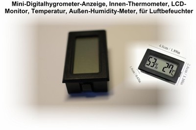 Mini Rechteckig Digital Thermometer Luftfeuchtigkeitsmesser LCD-Display F/C