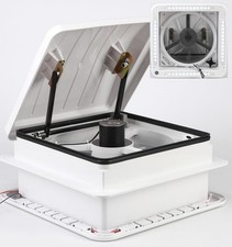 USA RV Roof Vent with Fan 12-Volt 4-Speed Reversible - 14"x14" - with LED Lig...