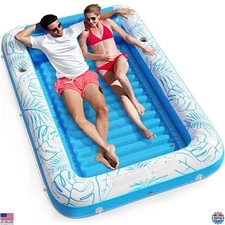 Jasonwell XXL Inflatable Tanning Pool Lounger - 4-in-1 Float & Water-Filled Mat