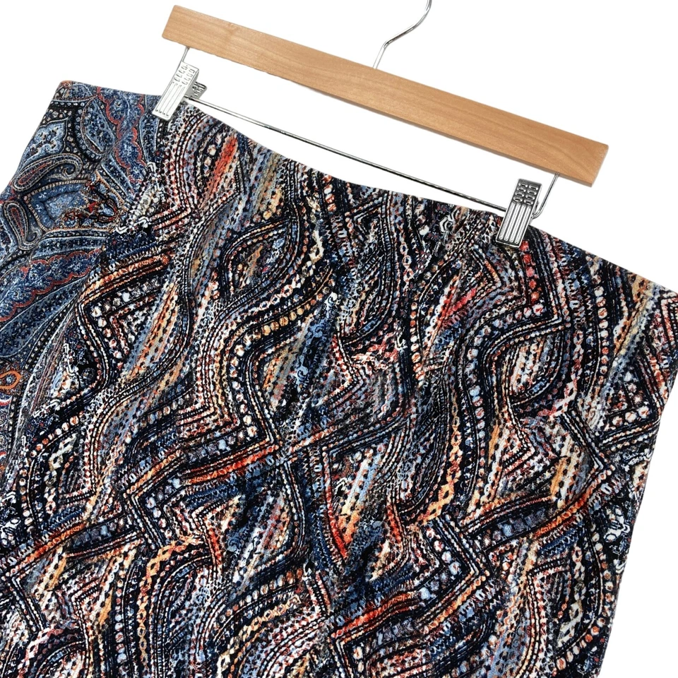 Saia Lápis J. Jill Ponte Feminina 3X Multi Paisley Viscose Elástica Cintura - Imagem 3 de 4