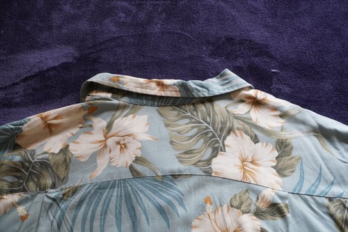 Hawaiian Reserve Collection Men's blue floral white Hawaiian shirt XL rayon - Picture 6 of 10
