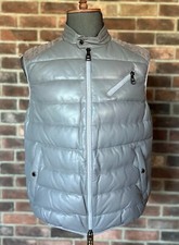 BrandNew Men's Bubble Lamb Skin Leather Goose Down Vest Gray