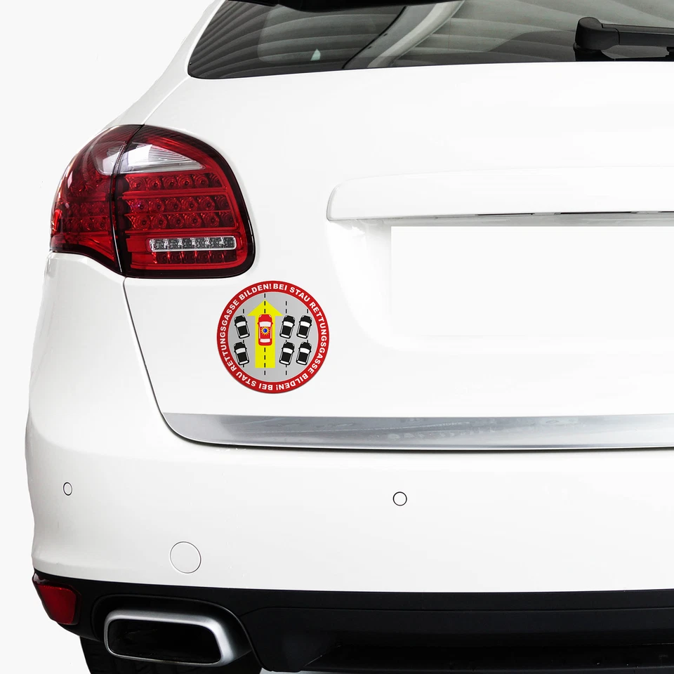 2er Set Aufkleber "Bei Stau Rettungsgasse bilden" Rot Sticker Fahrzeug KFZ R099 - Bild 2 von 4