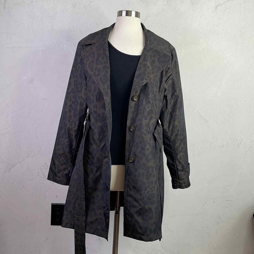 Dana Buchman Printed Trench Coat Leopard Print size L - Picture 6 of 10