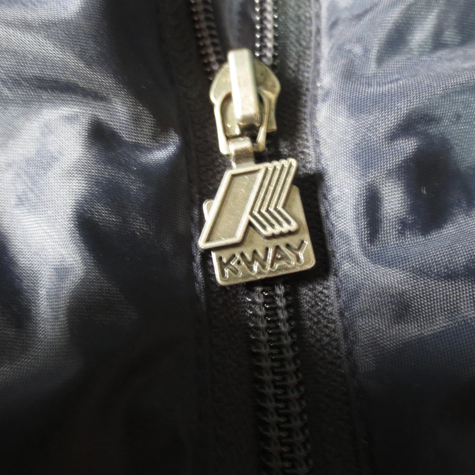 Imperméable Doublé Col Haut Vintage 90s K-Way Homme L Marine Nylon - Photo 3/4