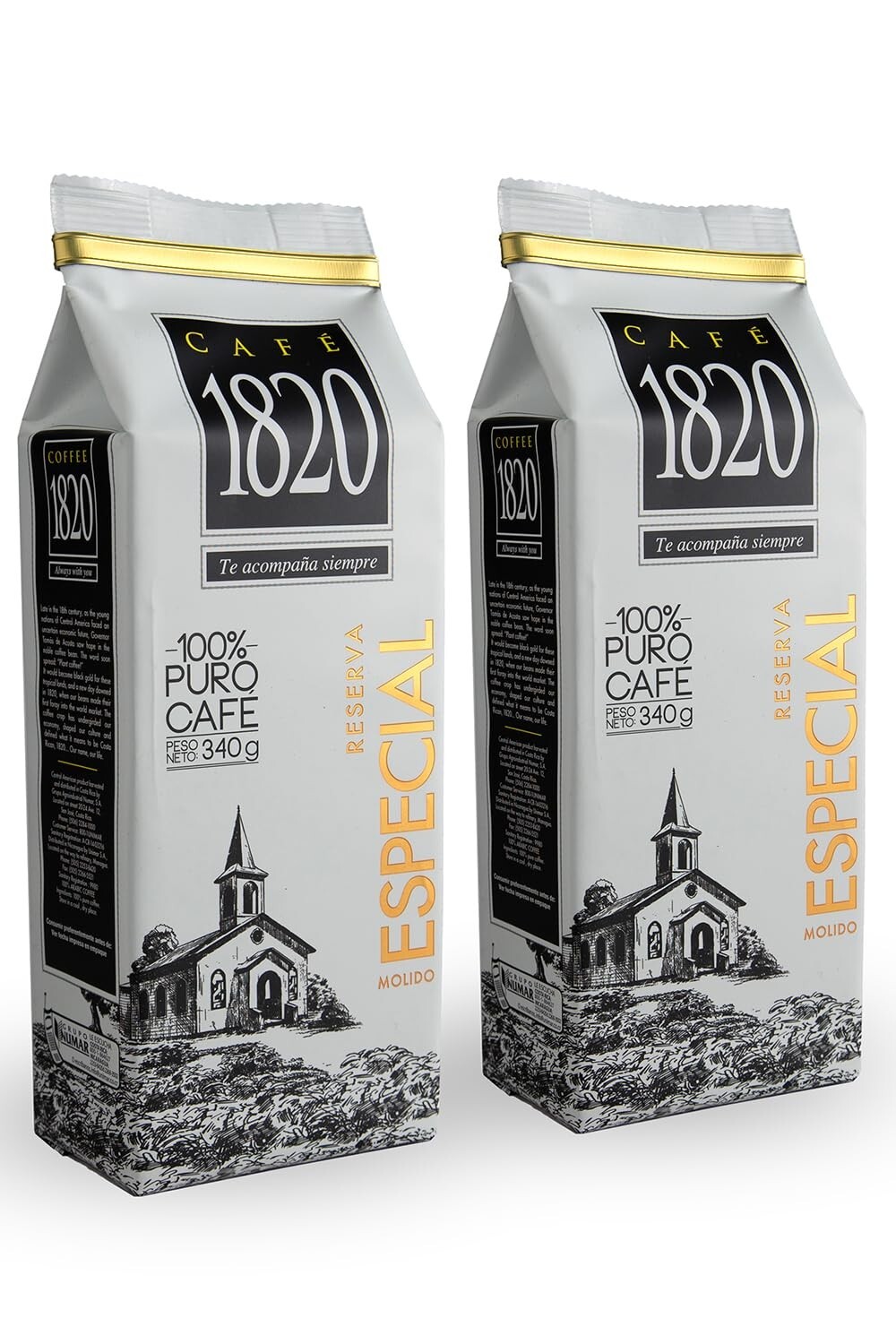 Café 1820 Special Reserve Costa Rican Ground Coffee Medium/Dark Roast 12oz 2 pck