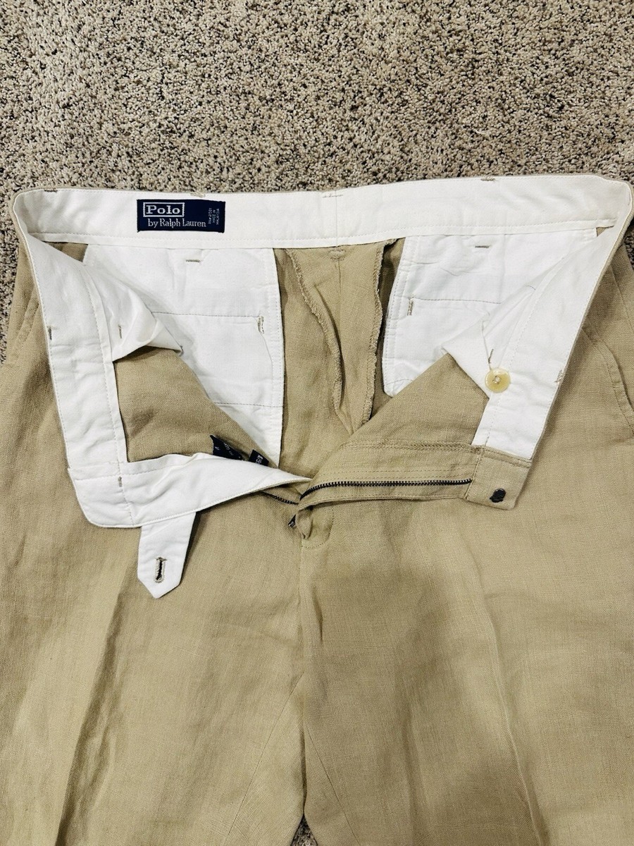 POLO RALPH LAUREN 100% Linen Pants Men's Size 36x30 Beige